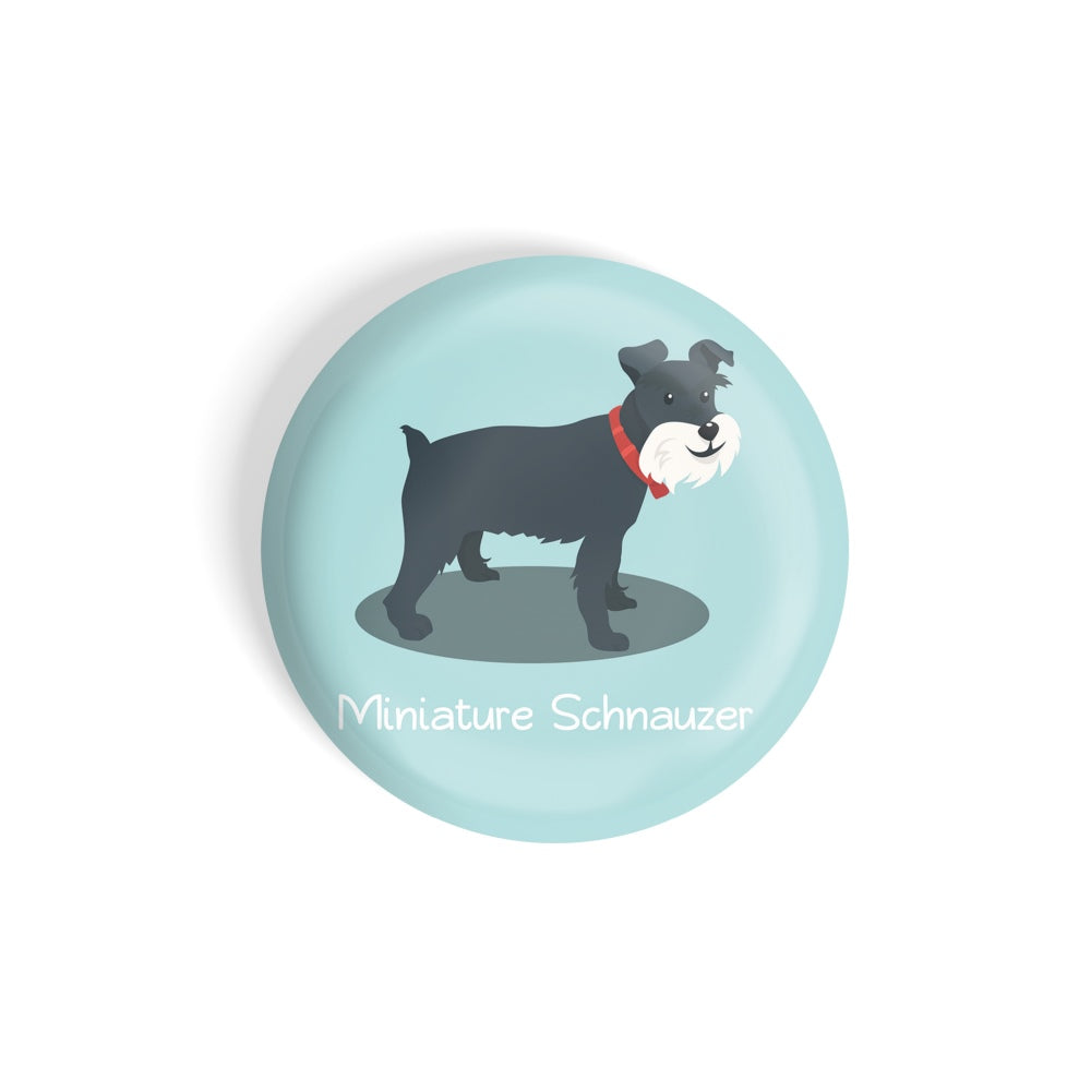 dhcrafts Round Fridge Magnet Blue Color Miniature Schnauzer Pet Dog Glossy Finish Design Pack of 1 (58 mm)